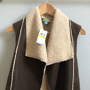 NWT C&C California Distressed Faux-Shearling Vest